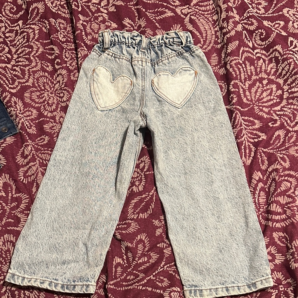 Zara Kids Light Blue Heart Pocket Jeans